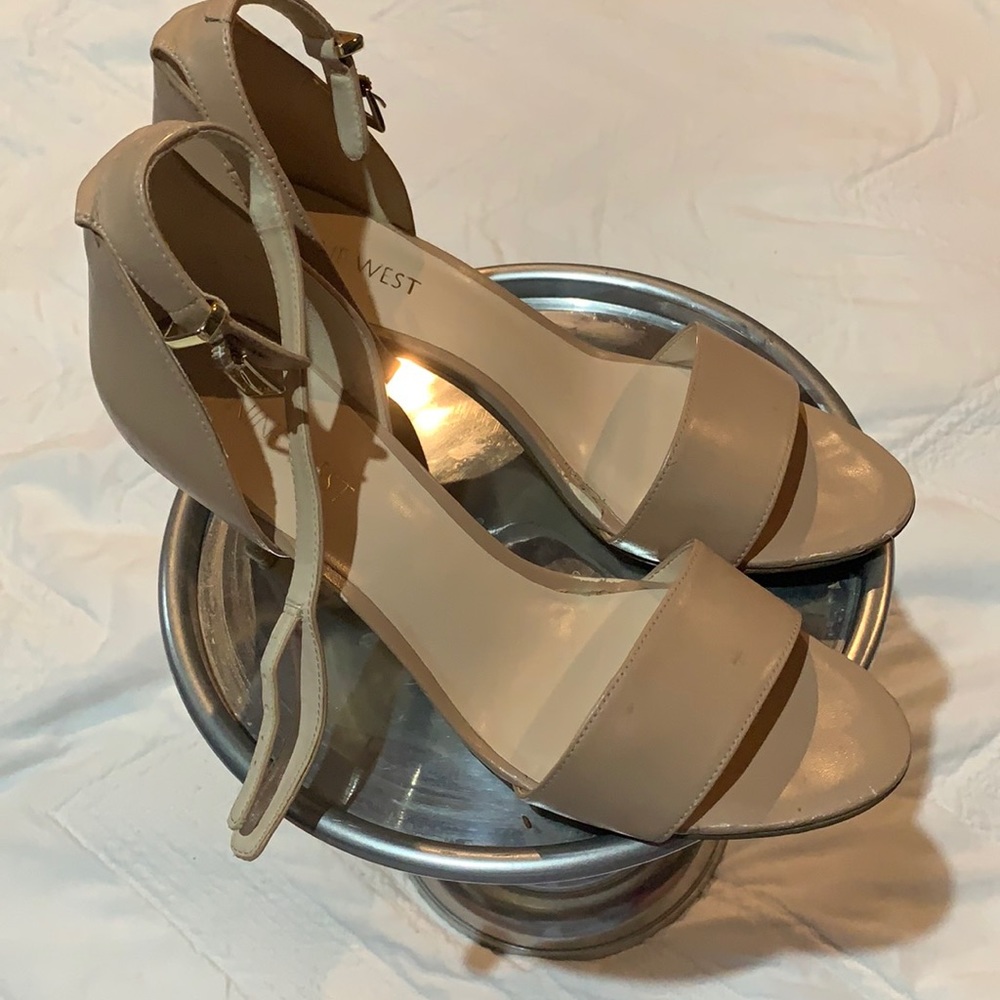 Nine West Nude Strapy Heels